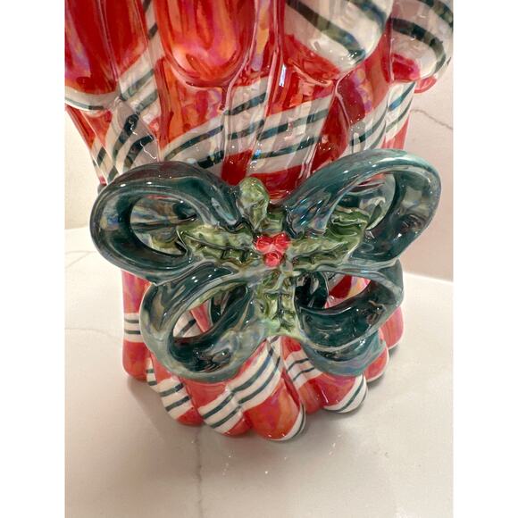 EXTREMELY RARE NEW Geo. Z Lefton Candy Cane Cookie Jar Original Box Iridescent - Picture 4 of 10